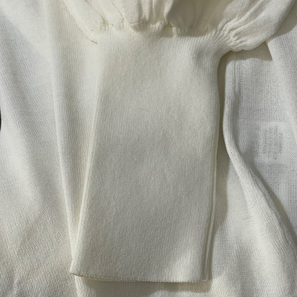 New D0 + BE Smocked Top Knit Cream Size S Small Wide Cuff - Picture 5 of 10